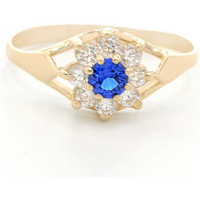 B&B Goldinvestic Zlatý prsten kytka s růžovým kamínkem a zirkony N5993 – Zboží Mobilmania