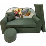 FIMEX Rozkládací dětská pohovka s bobkem a polštářkem Zoo Zelená – Hledejceny.cz