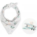 Biante Dětský bavlněný šátek Sandra SA-457 Lišky v letadýlkách na bílém – Zboží Dáma