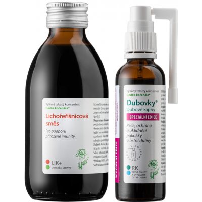 Dědek kořenář Imunitní sada Dědka kořenáře® MINI speciál Varianta: Lichořeřišnicová směs 200 ml + Dubovky® Speciální edice s rozprašovačem 50 ml – Hledejceny.cz