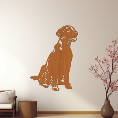 dřevo života Dřevěný obraz psa Flat coated retriever Rozměry (cm): 30x40, Barevný vzor: Třešeň – Zboží Mobilmania