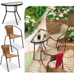 Crossheim C25007 Set Půlkulatý stůl + 2 židle PE rattan, hnědý – Zboží Dáma Crossheim C25007 Set Půlkulatý stůl + 2 židle PE rattan, hnědý – Zboží Dáma
