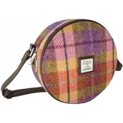 Kabelka Bannock Harris Tweed Peach Purple Tartan