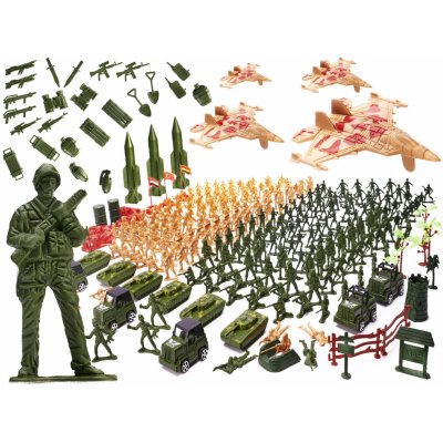 INKA Velká vojenská sada figurek vojáčků auta tanků a příslušenství 307 dílků – Zboží Mobilmania