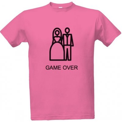 Tričko s potiskem tričko game over upravitelné pánské Růžová – Zboží Mobilmania