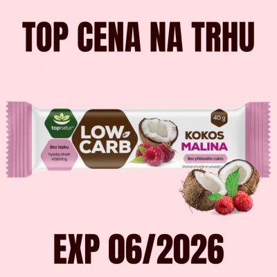 Topnatur low carb tyčinka kokos malina 40 g – Zboží Dáma