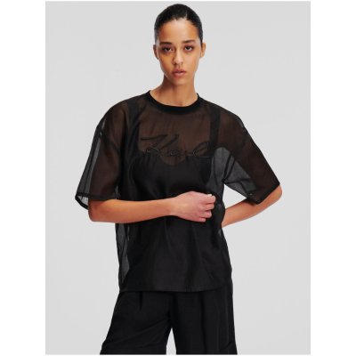 KARL LAGERFELD ORGANZA T-SHIRT černá