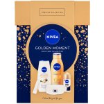 Nivea Golden Moment dámské tělové mléko Q10 Firming Bronze 400 ml + sprchový gel Shea Butter & Botanical Oil 250 ml + antiperspirant roll-on Black & White Invisible Silky Smooth 50 ml + balzám na rty – Sleviste.cz