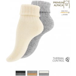 Ponožky dámské pletené s vlnou ALPAKA 2 páry kombinace sv. šedé a béžové