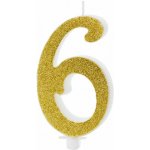 PartyDeco Svíčka na dort zlatá číslo 6 – Sleviste.cz
