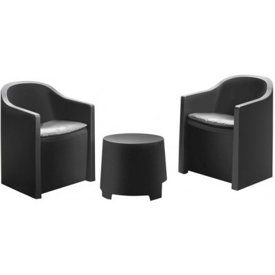 PROGARDEN Zahradní nábytek ratan LUNA sada 3 ks + polstry antracit – Zbozi.Blesk.cz