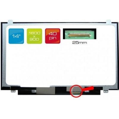 LCD displej display Sony Vaio SVE14A3M1R 14" WXGA++ HD+ 1600x900 LED lesklý povrch