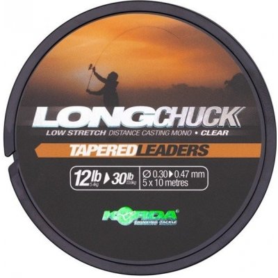 Korda ujímané návazce LongChuck Tapered Leaders Clear 5x10m 0,30-0,47 mm 12-30lb – Zbozi.Blesk.cz