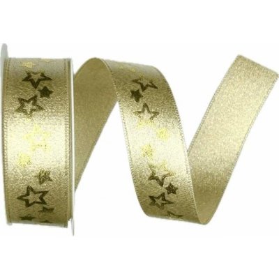 Stuha vánoční saténová GLAMOUR STARS GOLD zlatá 25mm x 4m (7,-Kč/m) – Zboží Dáma