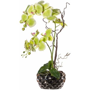 Gasper Umělá květina Orchidej v oválné váze, zelená, 55 cm