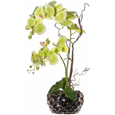 Gasper Umělá květina Orchidej v oválné váze, zelená, 55 cm
