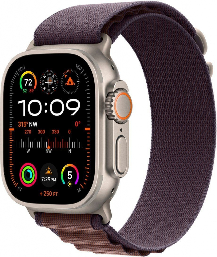 Apple Watch Ultra 2 49mm titanové pouzdro s indigo alpským tahem L MREW3CS/A