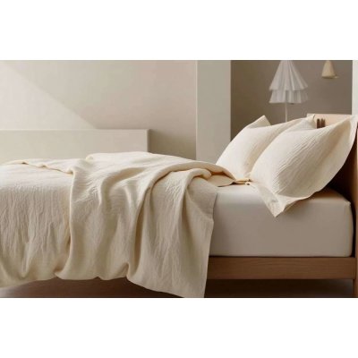 Dadka Povlečení mušelín do postýlky Krémové 100 x 135 cm 45 x 60 cm – Zboží Dáma