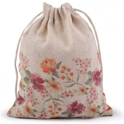 Dárkový pytlík jarní / velikonoční 13x18 cm lněný, malé, 1 režná růže – Zboží Dáma