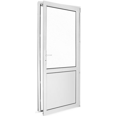 SkladOken.cz vedlejší vchodové dveře jednokřídlé 88 x 208 cm, dělené D2, bílé, PRAVÉ – Zboží Mobilmania