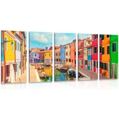 5-dílný obraz pastelové domečky v městečku - 100x50 cm – Zboží Mobilmania