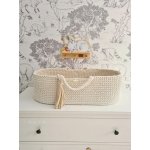 Háčkovaný Mojžíšův koš z bavlny ručně vyrobený s matrací pro miminka Krémový – Sleviste.cz