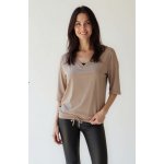 Polsko halenka S 3/4 rukávem světle hnědá – Zboží Dáma