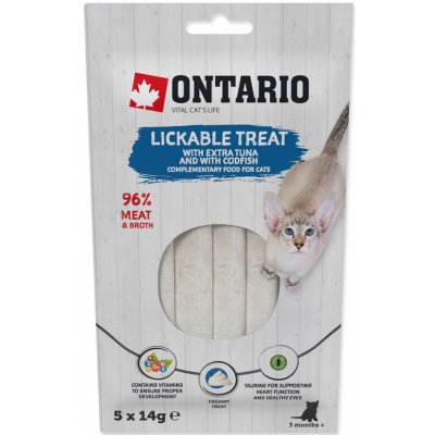 Ontario pochoutka lízací extra tuňák a treska 5 x 14 g