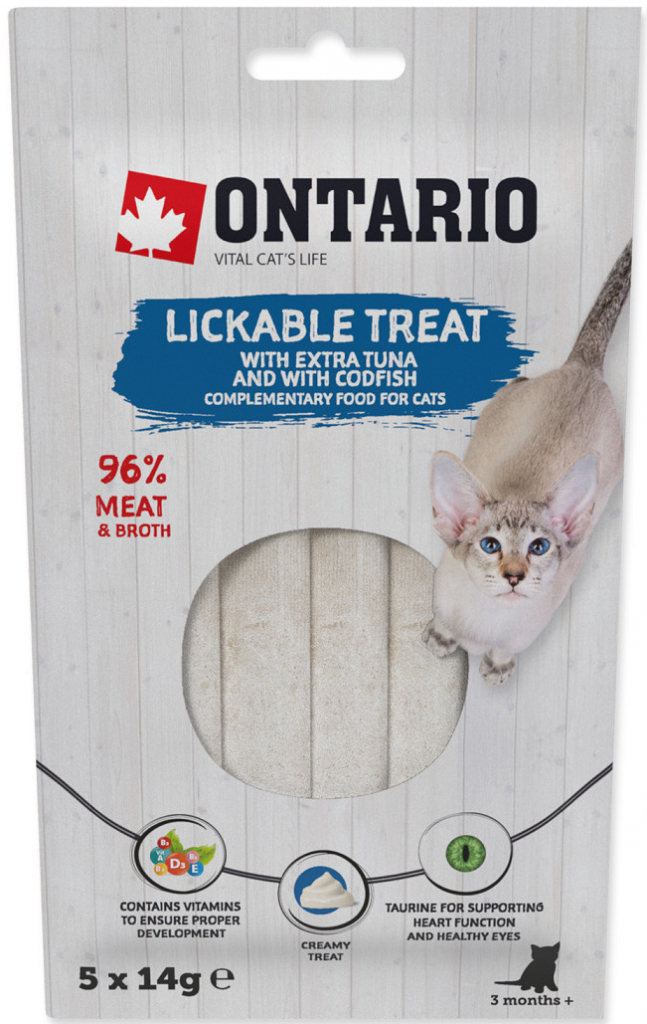 Ontario pochoutka lízací extra tuňák a treska 5 x 14 g