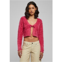 Dámský svetr vázaný Cropped Feather Cardigan hibskuspink