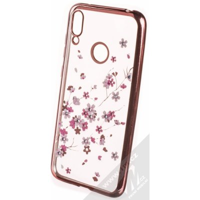 Pouzdro Sligo Flower pokovené Huawei Y7 2019 růžově zlaté – Zboží Živě