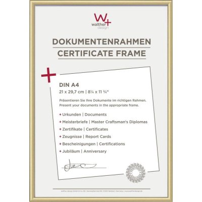 walther+ design KV130G vyměnitelný fotorámeček Formát papíru: A4 zlatá – Zboží Živě