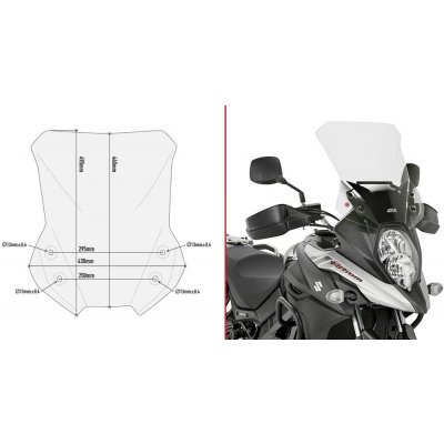 D3112St plexi čiré Suzuki DL 650 V-Strom (17-24), vxš440x430mm, o 120 mm vyšší než orig. – Hledejceny.cz