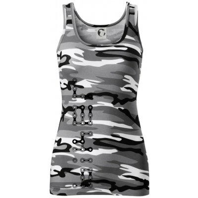 Biker nápis na výšku řetěz dámské Maskáčové tílko Šedý maskáč – Zboží Dáma