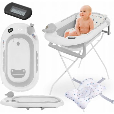 PRIMABOBO Skládací vanička OLA SE STOJÁNKEM vana teploměr polštář ŠEDÁ – Hledejceny.cz