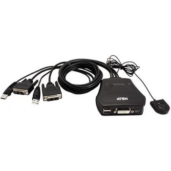 Aten CS-22D 2-port DVI KVM USB mini, integrované kabely