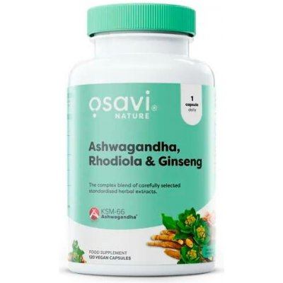 Osavi Ashwagandha + Rhodiola & Ginseng 120 vegan kapslí – Hledejceny.cz