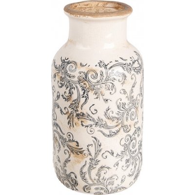 Béžová keramická dekorační váza se šedými ornamenty Gassia M - Ø 14*26 cm - Clayre & Eef – Hledejceny.cz