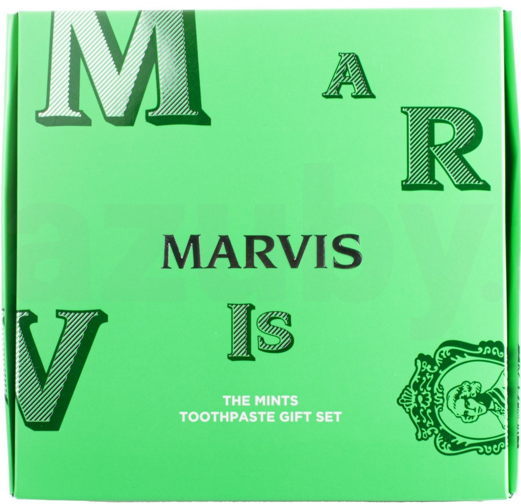 Marvis The Mints Anise Mint zubní pasta 10 ml + Classic Strong Mint zubní pasta 85 ml + Whitening Mint zubní pasta 10 ml dárková sada