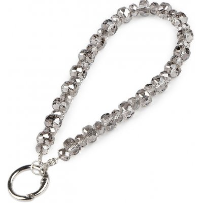 Přívěsek na mobil ze skleněných korálků šedobéžová 1ks – Zboží Živě