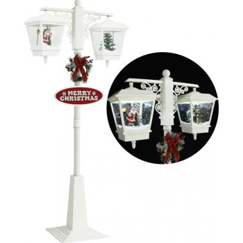 Emaga Vánoční pouliční lampa se Santou bílo-červená 81x40x188 cm PVC
