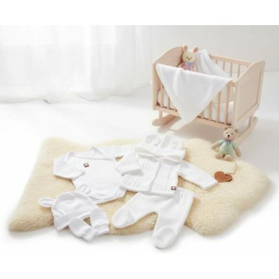 Kojenecká 5D pletená souprava do porodnice bílá – Zboží Mobilmania