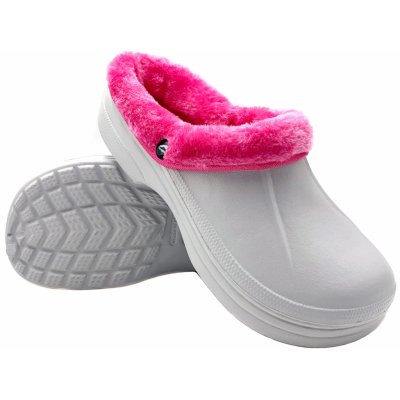 TexBase dámské clogsy plné s kožíškem světle šedá/růžová – Zboží Dáma