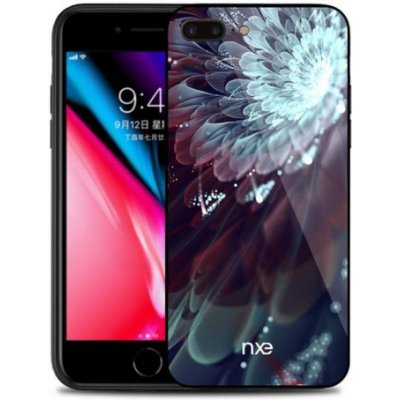 Pouzdro NXE ochranné se zadní stranou ze skla Apple iPhone 7 Plus / 8 Plus - modrá květina – Zboží Mobilmania