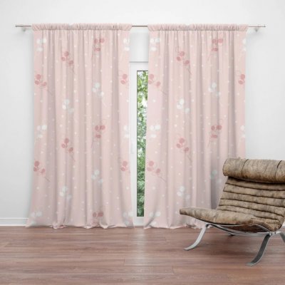 Sablio Závěs Bílé a růžové květy: 2ks 140x250cm – Hledejceny.cz