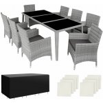 tectake 403752 zahradní ratanový nábytek monaco 8+1 vč. plachty světle šedá – Zboží Mobilmania