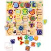Dřevěná hračka Mertens Baby abeceda anglická se zvířátky vkládací písmenka na desce