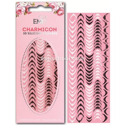 E.Mi Charmicon 3D Silicone Stickers Lunula 10 Black/White samolepka – Zboží Mobilmania