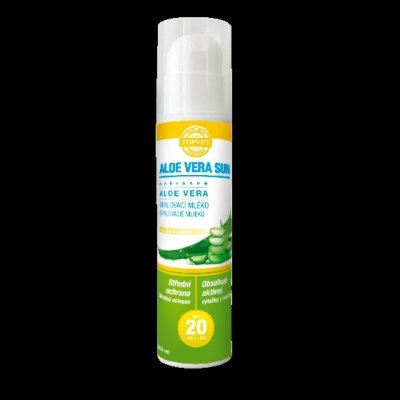 Topvet Aloe vera opalovací mléko SPF20 200 ml