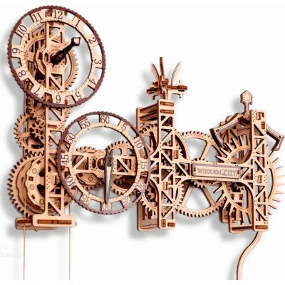 WOODEN CITY 3D puzzle Steampunk nástěnné hodiny 269 ks